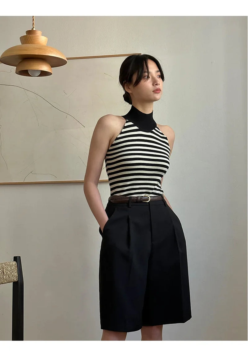 Women'S High Waist Loose Wide Leg Shorts with Belt, Casual Summer