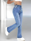 High-Waist Washed Jeans