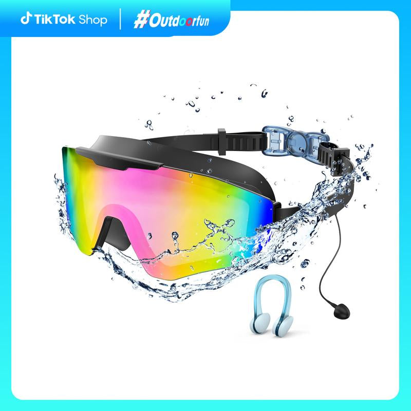 Viyawise Swim Goggles for Adults & Kids - Anti-Fog Full-Coverage, 3-Color UV Lens, Waterproof Earplugs & Nose Clip, Fit