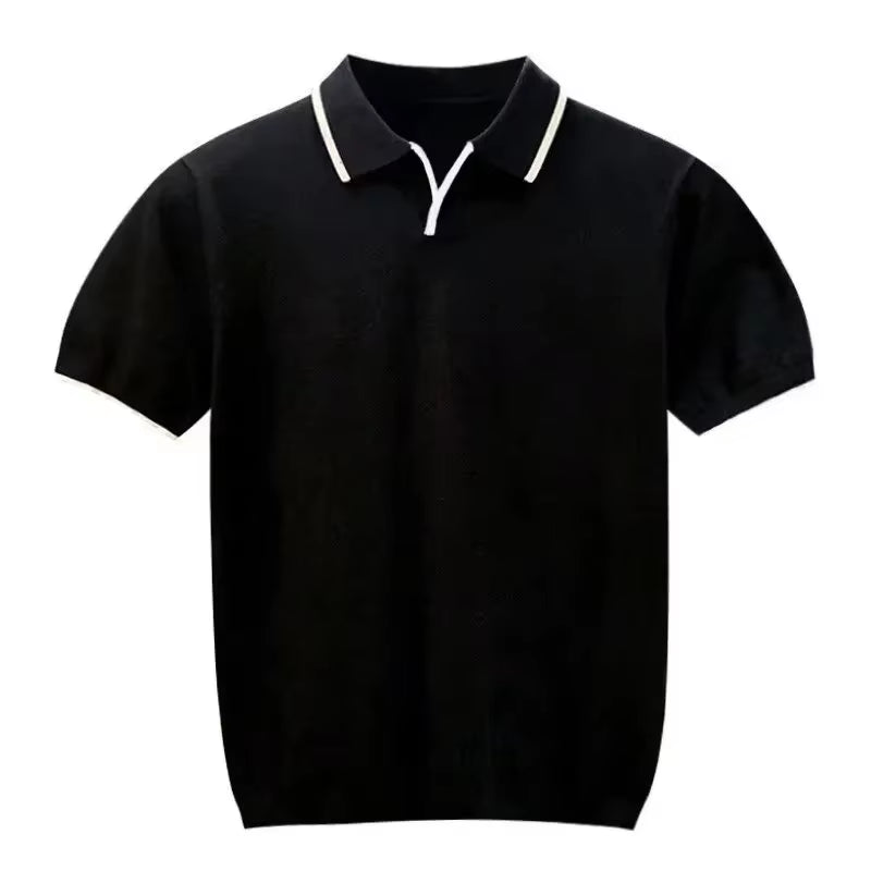 Summer Style Knit Polo Shirt – Slim Fit Ice Silk Casual Top