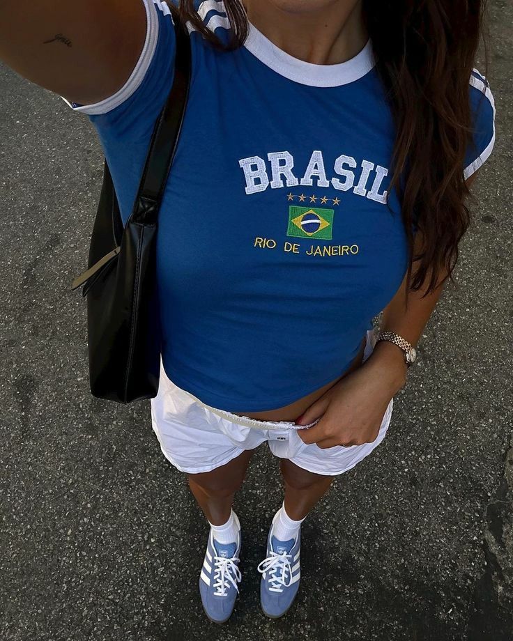 Women’s BRASIL Letter Print T-Shirt
