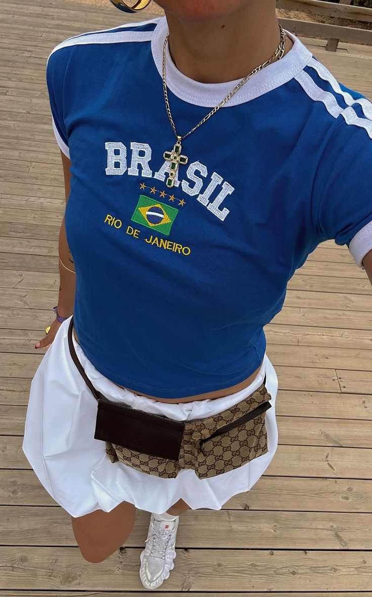 Women’s BRASIL Letter Print T-Shirt