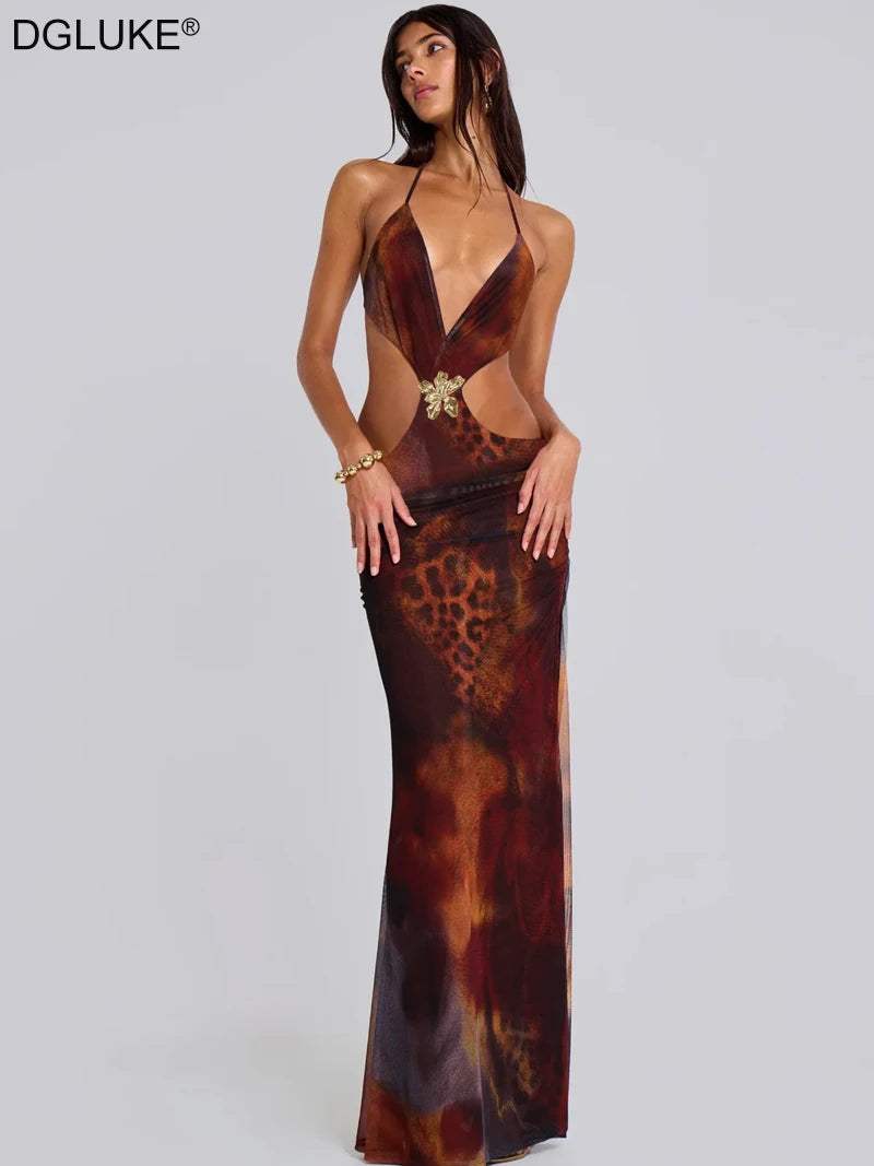 Boho Tie Dye Cutout Dress