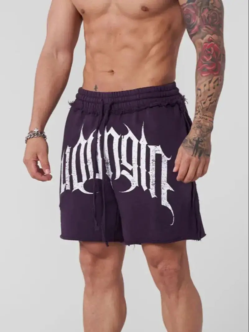 Sportswear Casual Shorts, Men'S Cotton Fringed Quarter-Length Pants, Suitable for Daily Outings, Running and Going to the Gym