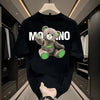 American Trendy Brand Bear Print Short-Sleeved T-Shirts for Men and Women, Pure Cotton Tops