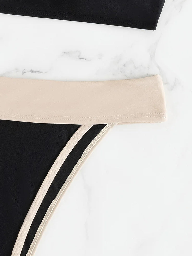 Sexy Contrast Color Two-Piece Swimwear