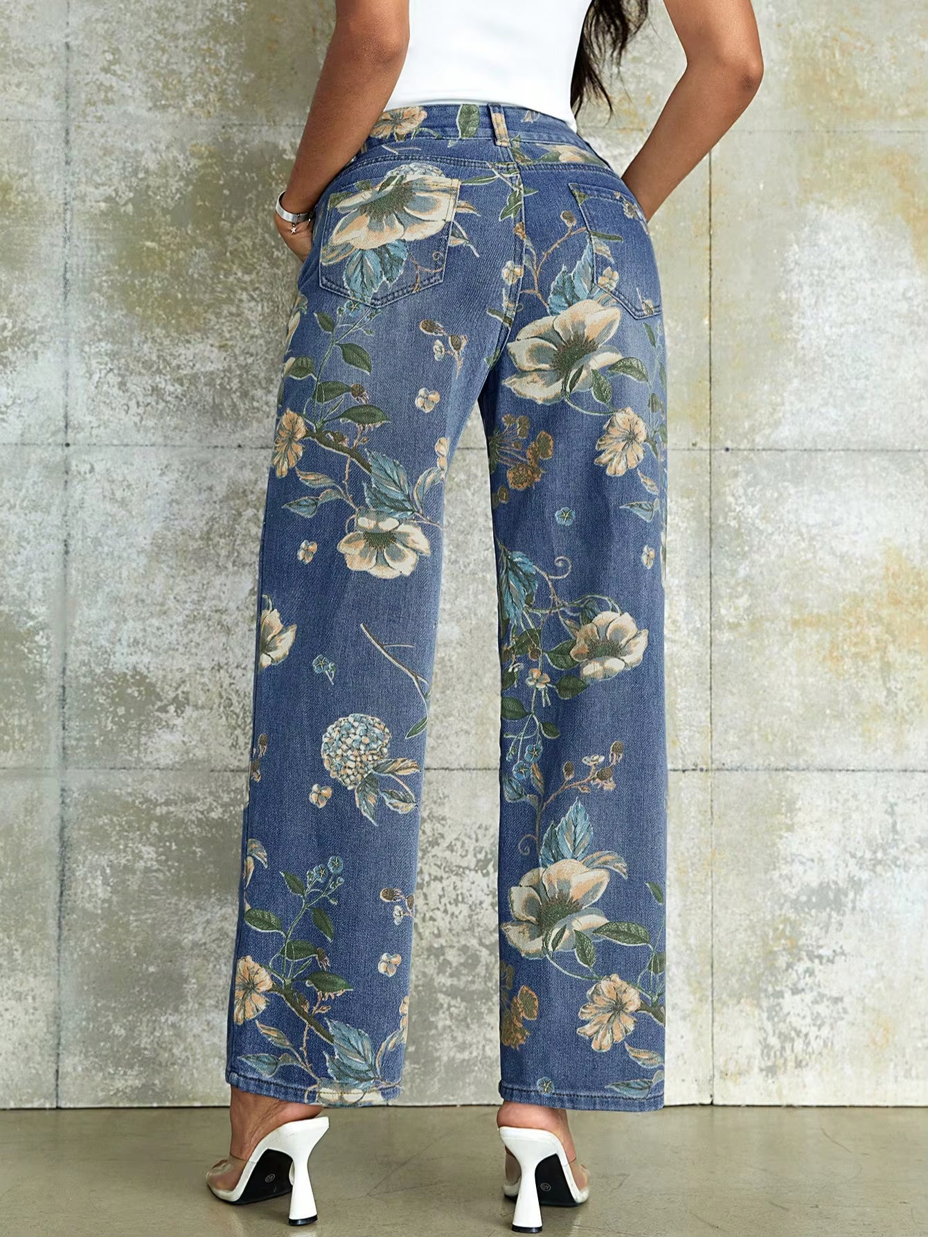 Classic Retro Print Straight Leg Pants