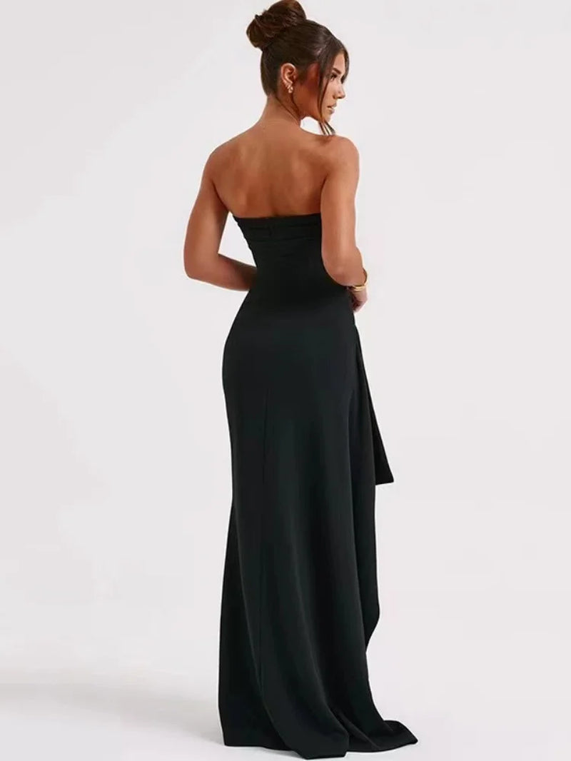 2025 Summer Elegant Black Backless Evening Dress