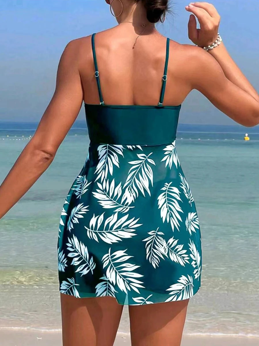 Short Dress Tankini with Shorts – Padded Swimwear Beach Set