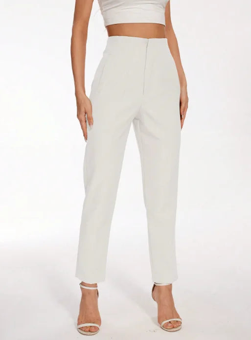 High-Waist Slim Trousers
