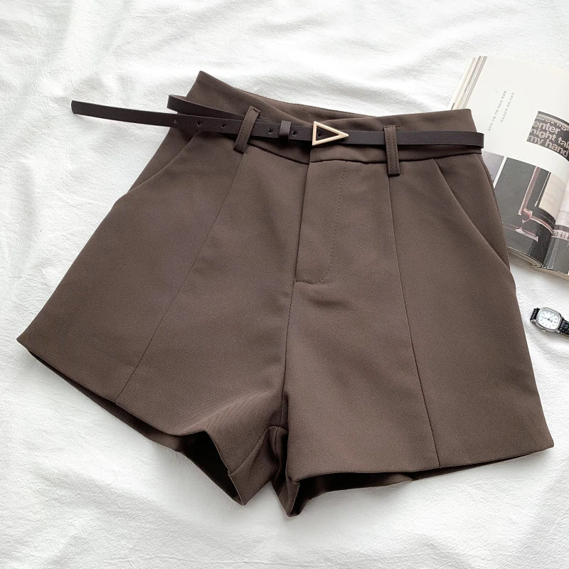 High-Waist A-Line Belted Shorts