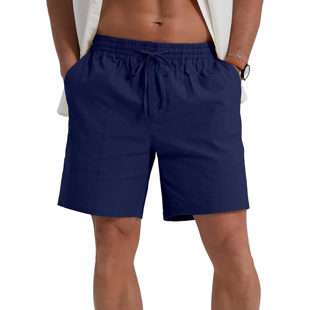 Summer New Men'S Shorts Lightweight Breathable Casual Short Pants Cotton Linen Simple Style Daily Sweatpants Short Trousers