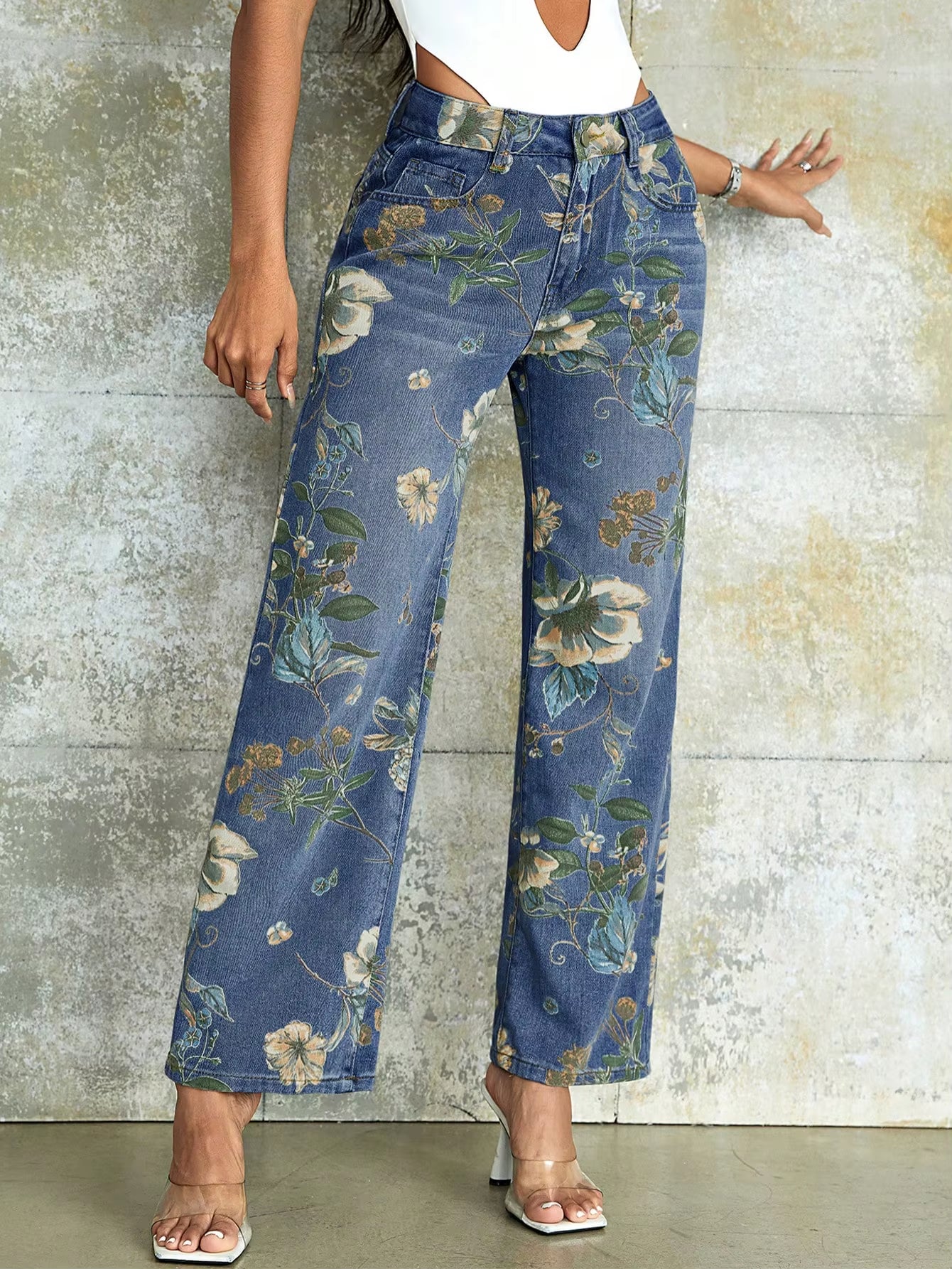 Classic Retro Print Straight Leg Pants