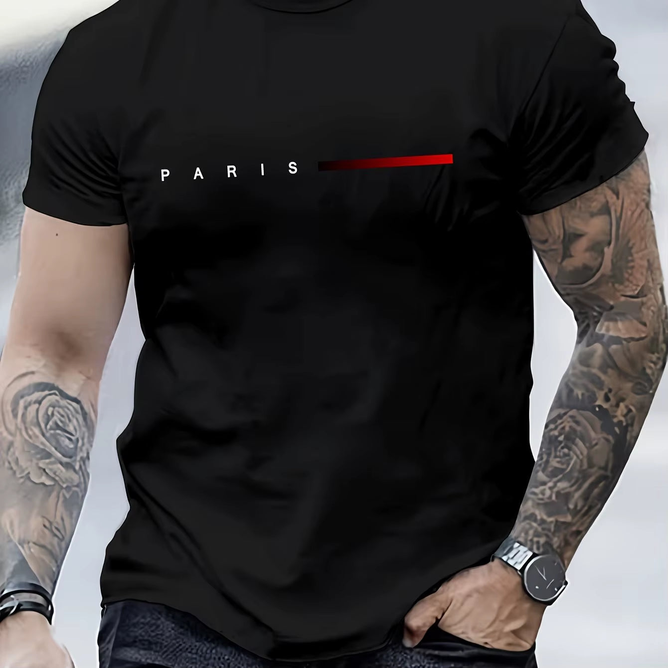 PARIS Creative Letter Print Tee – Slim Fit T-Shirt