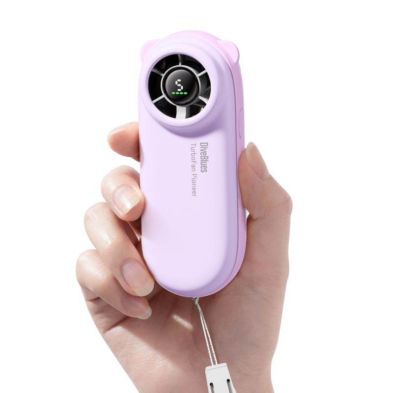 Turbobear Mini Handheld Fan- Turbo Power High Speed Air, Ultra-Light Portable Hand Fans, 5 Gear Cooling, Rechargeable Battery Powered, Pocket Cute Small Fan Travel Essentials Gifts Women