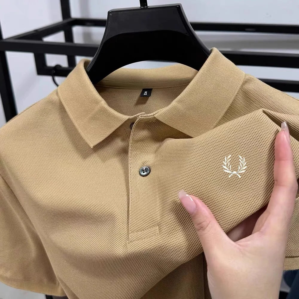 100% Pure Cotton Summer New High-Quality Men'S Shortsleeved Business Casual Comfortable Polo Shirt Exquisite Embroidery T-Shirt