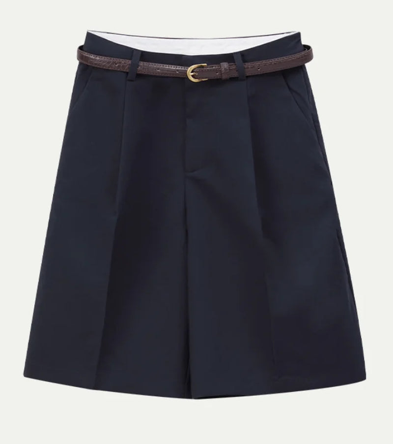 Women'S High Waist Loose Wide Leg Shorts with Belt, Casual Summer