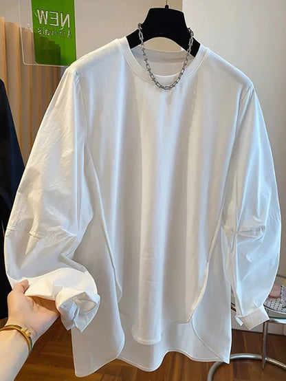 Irregular Solid T Shirt for Women Spring Autumn Korean Fashion Ropa De Mujer Simple Casual Vintage Camisetas