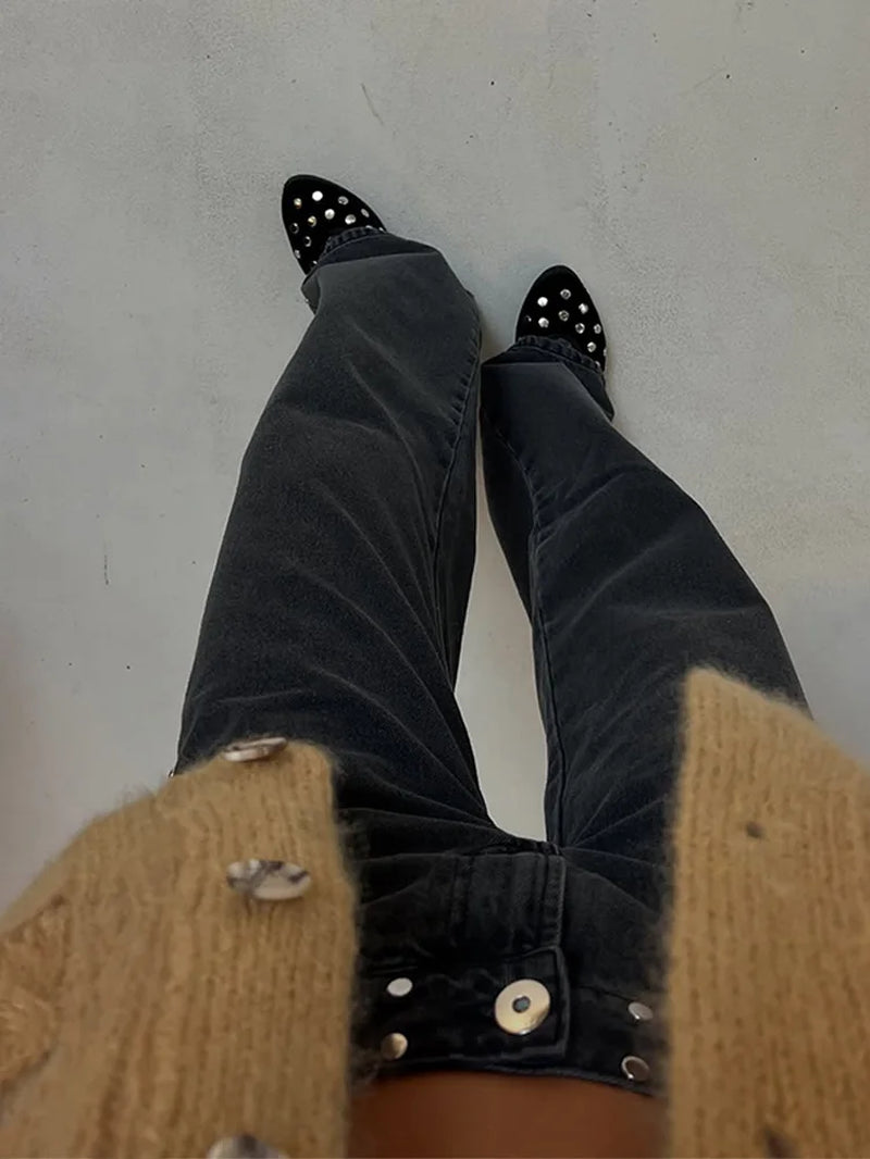  Patchwork Rivet Jeans