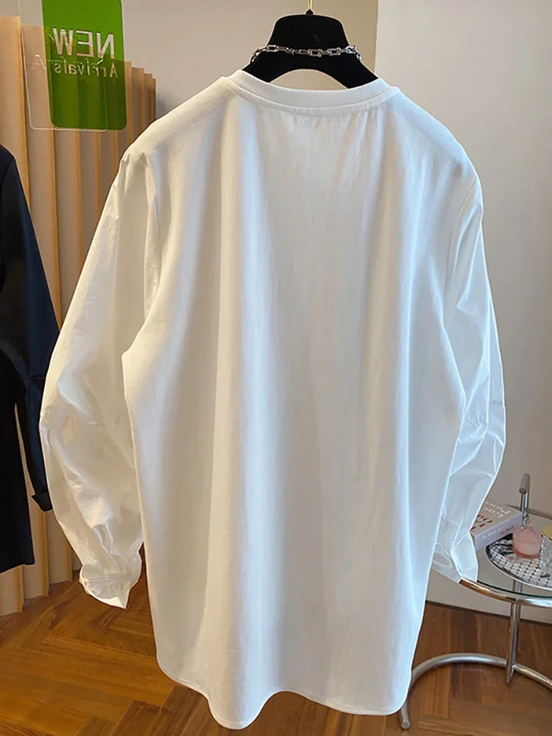 Irregular Solid T Shirt for Women Spring Autumn Korean Fashion Ropa De Mujer Simple Casual Vintage Camisetas