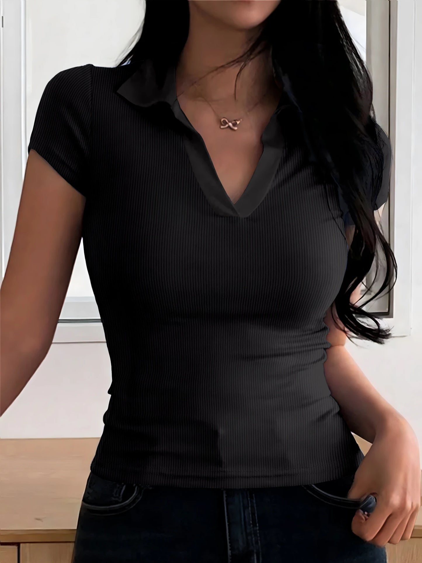  V-Neck Polo Tee