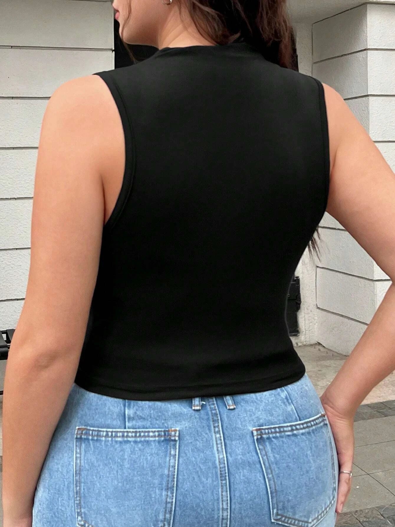 Mia Muse Solid Crew Neck Tank