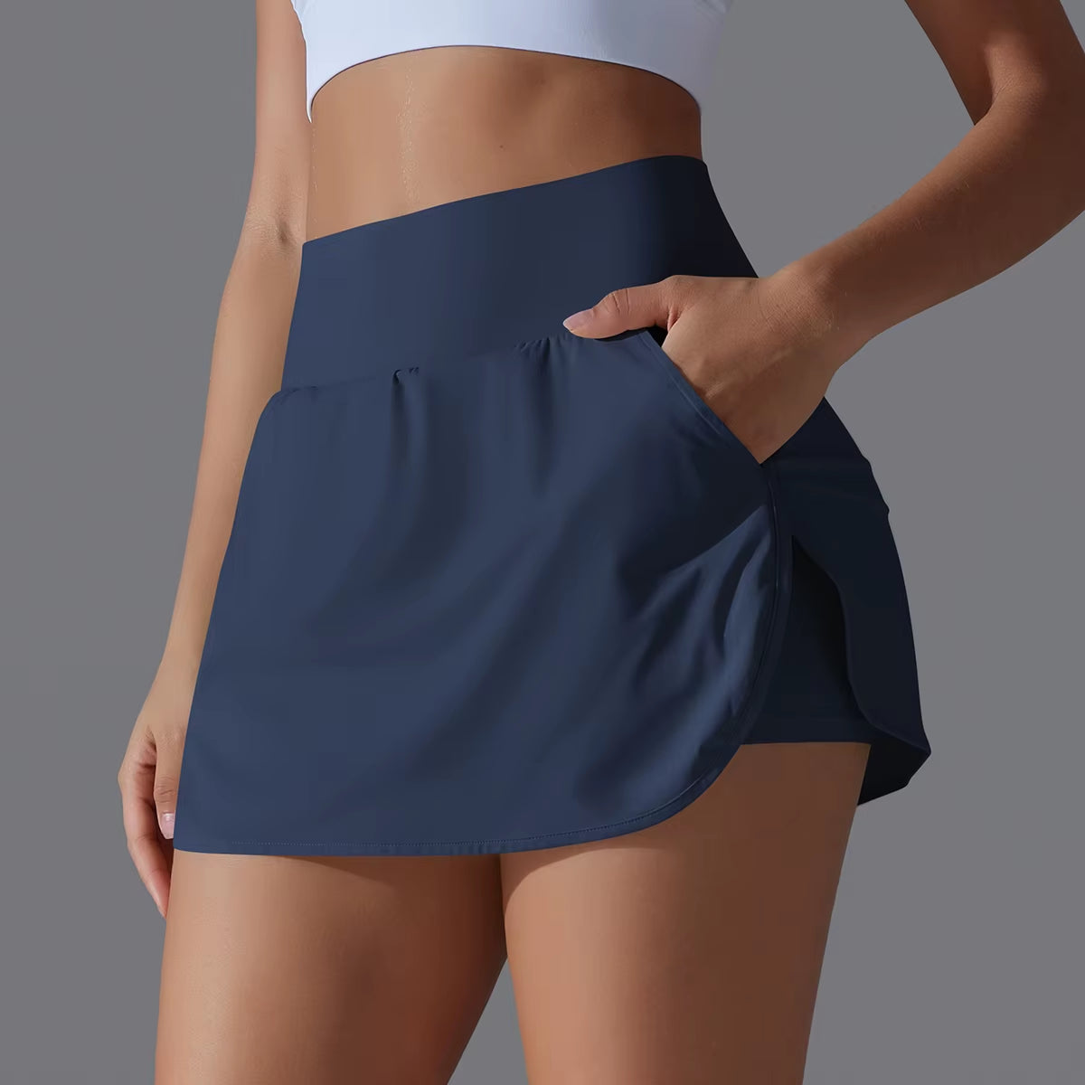 Women Gym Running Shorts Double Deck Quick Dry Gym Sport Shorts Fitness Jogging Workout Shorts with Pocket Sports Tight Short