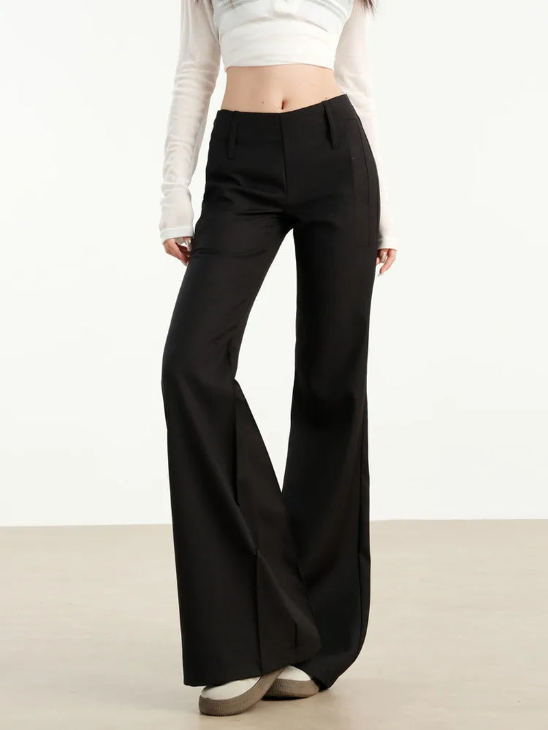 Low-Rise Black Flare Pants 