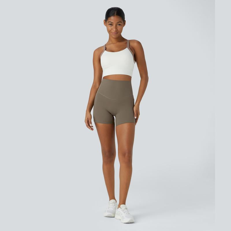 Halara Ultrasculpt Socinched High Waisted Tummy Control Side Pocket Shaping Training Biker Shorts #Springtok Durable Wearability Ease of Movement Contour Comfort#Outdoorfun