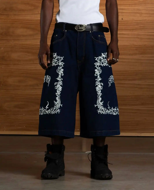 Oversize Gothic Denim Cropped Pants 