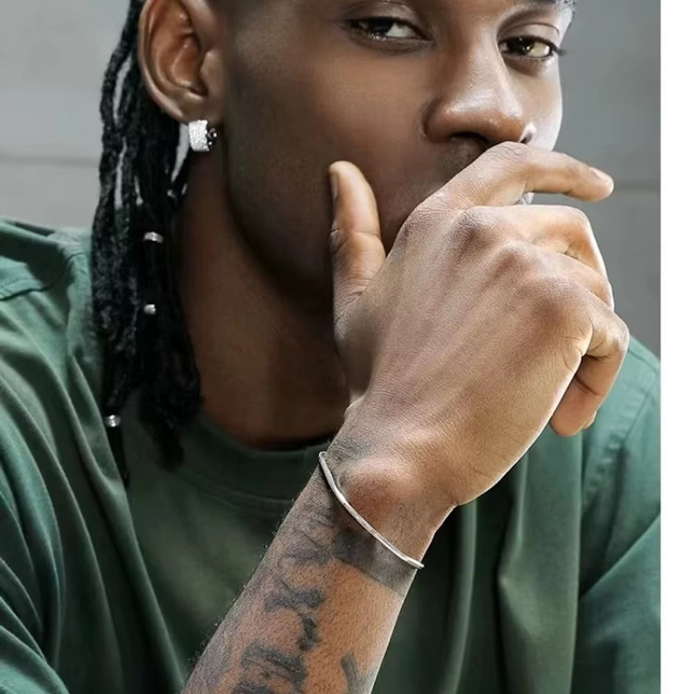 925 Sterling Silver 3MM Snake Chain Bracelet Men Hip Hop Simple Bracelet for Women Fashion Charm Punk Party Jewelry Wholesale