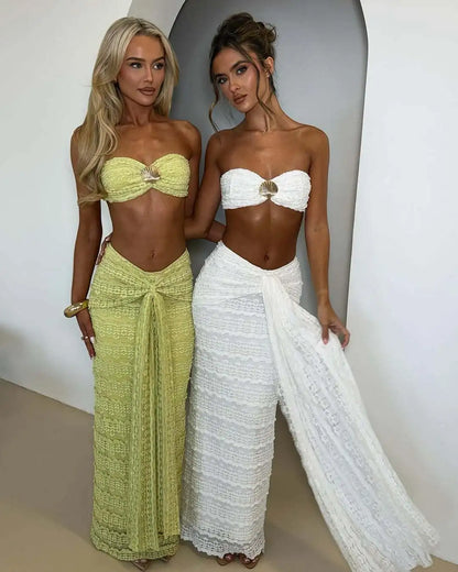 2-Piece Beachwear Outfit -  Bikini & Skirt Set