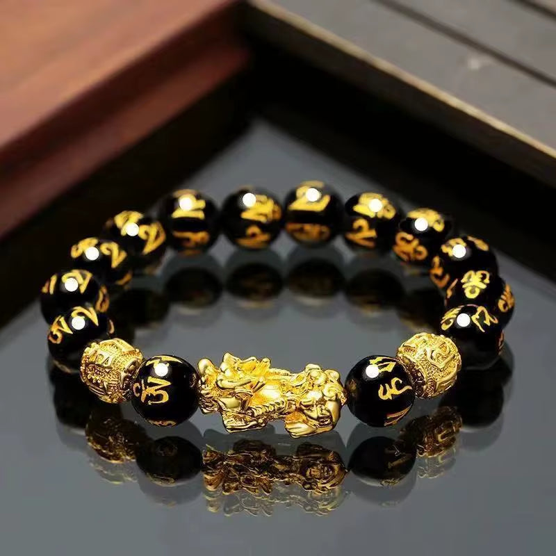 Obsidian Stone Beads Bracelet 