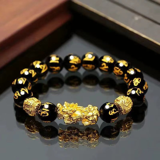 Obsidian Stone Beads Bracelet 