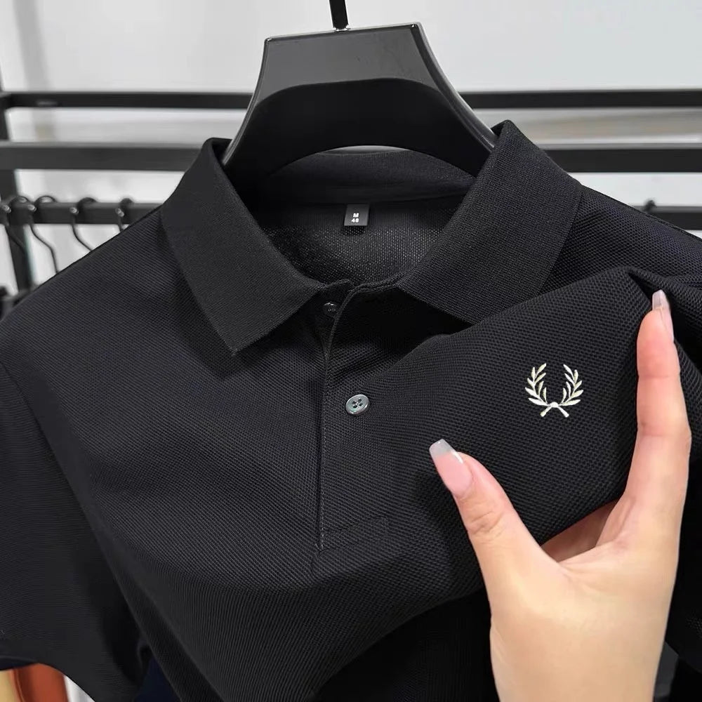 100% Pure Cotton Summer New High-Quality Men'S Shortsleeved Business Casual Comfortable Polo Shirt Exquisite Embroidery T-Shirt