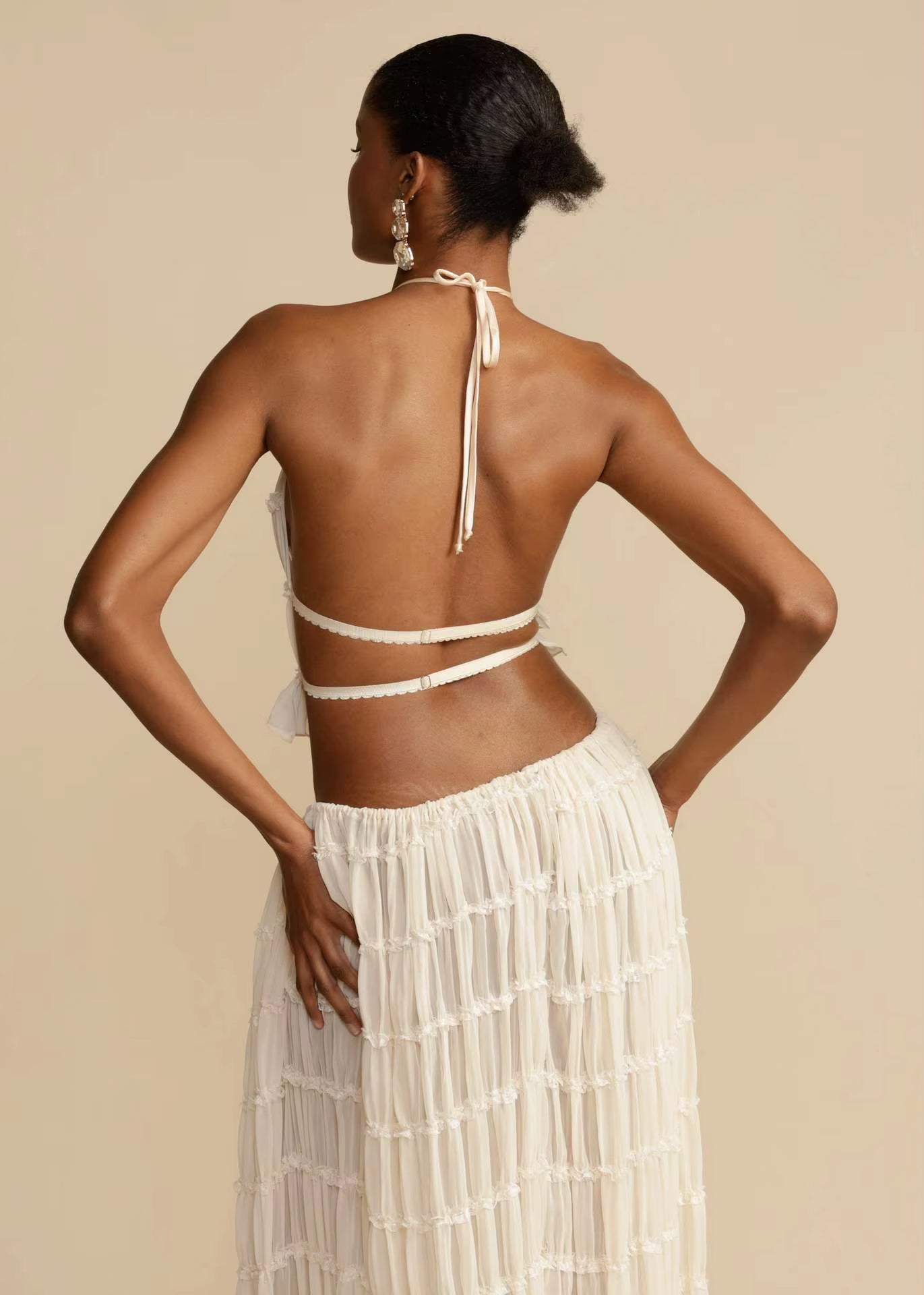 Summer Halter Backless 2-Piece Skirt Set 