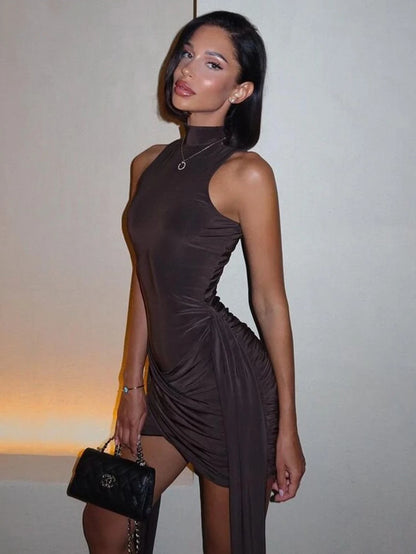 Sleek Irregular Ruched Dress