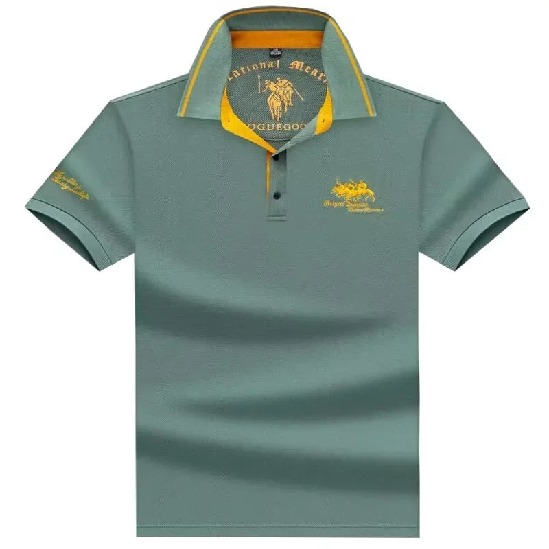 2024 High Quality Men'S Cotton Embroidered Polo Shirt Summer New High-End Business Casual Lapel Short Sleeve T-Shirt