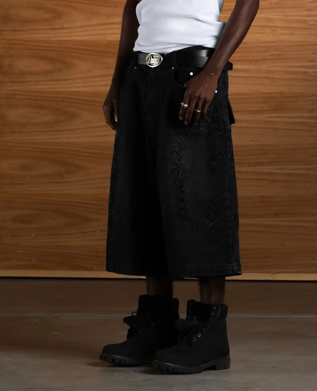 Oversize Gothic Denim Cropped Pants 