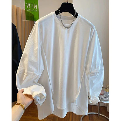Irregular Solid T Shirt for Women Spring Autumn Korean Fashion Ropa De Mujer Simple Casual Vintage Camisetas