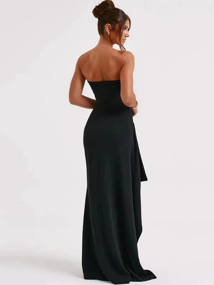 2025 Summer Elegant Black Backless Evening Dress 