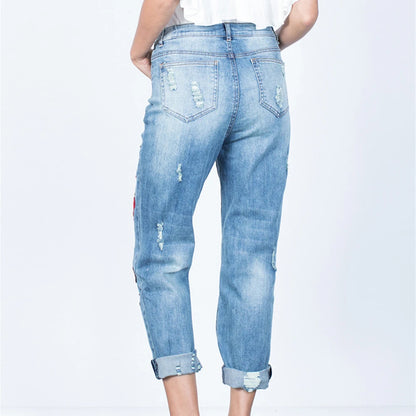 Retro Chic Embroidered Stacked Denim