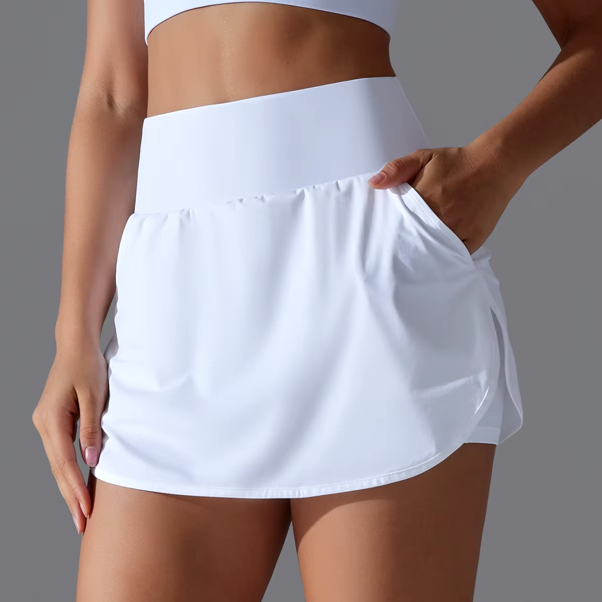 Women Gym Running Shorts Double Deck Quick Dry Gym Sport Shorts Fitness Jogging Workout Shorts with Pocket Sports Tight Short