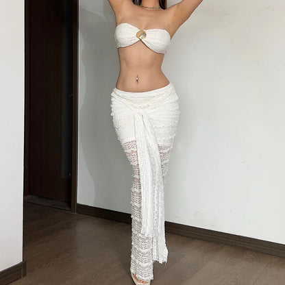 2-Piece Beachwear Outfit -  Bikini & Skirt Set