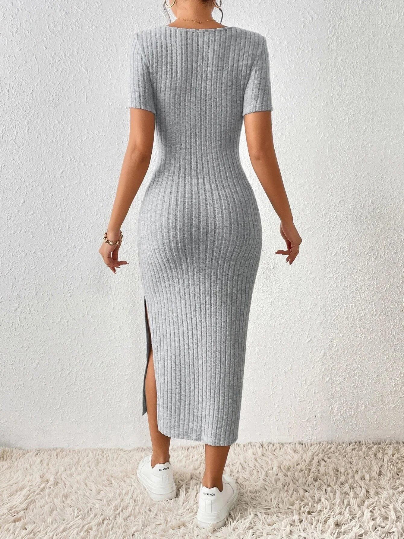 Effortless Side Slit Knitted Dress