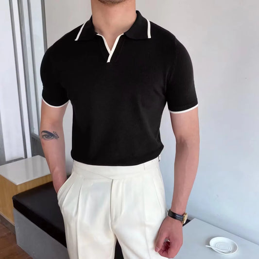  Summer Style Knit Polo Shirt – Slim Fit Ice Silk Casual Top