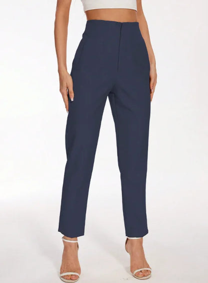 High-Waist Slim Trousers