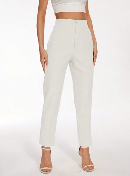 High-Waist Slim Trousers