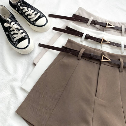 High-Waist A-Line Belted Shorts