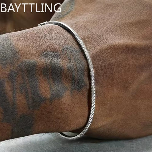 925 Sterling Silver 3MM Snake Chain Bracelet Men Hip Hop Simple Bracelet for Women Fashion Charm Punk Party Jewelry Wholesale